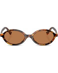 Miu Miu - Tortoiseshell-Effect Oval-Frame Sunglasses - Lyst