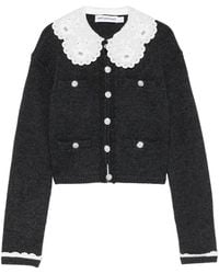 Self-Portrait - Cardigan Boutonné À Col En Dentelle - Lyst