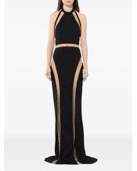Balmain - Sheer Panel Evening Gown - Lyst