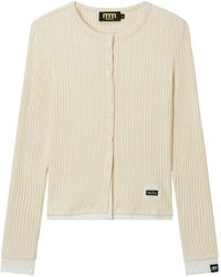 Mini Cream - Buttoned Ribbed Cardigan - Lyst