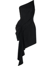 Mugler - Vestido negro asimétrico drapeado - Lyst