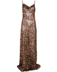 L'Agence - Abito Lungo Christine Con Stampa Leopardata - Lyst