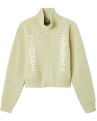 Mini Cream - High-Neck Zip-Front Cardigan - Lyst