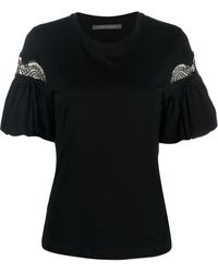 Alberta Ferretti - Lace-detail Puff Sleeve T-shirt - Lyst