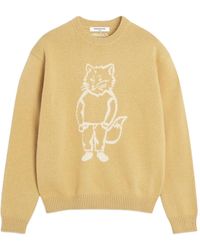 Maison Kitsuné - Wollen Trui Met Vos Intarsia - Lyst