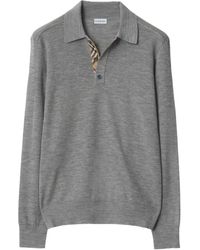 Burberry - Long-Sleeve Wool Polo Shirt - Lyst