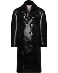 Thom Browne - Double-Breasted Leather Coat - Lyst