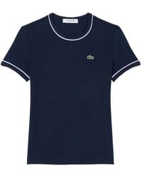 Lacoste - Contrast-Trim Round-Neck Logo-Detail Cotton T-Shirt - Lyst