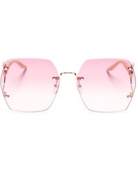 Gucci - Double G Geometric-Frame Sunglasses - Lyst