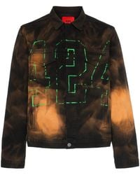 424 - Logo Embroidered Ombre Effect Denim Jacket - Lyst
