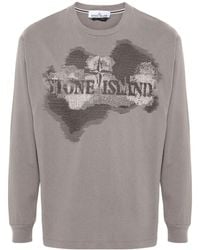 Stone Island - T-Shirt mit Logo-Stickerei - Lyst