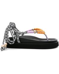 Maje - Bead-detailed Lace-up Sandals - Lyst
