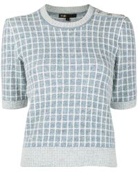 Maje - Checked Short-sleeve Knit Top - Lyst