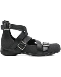OPEN YY Cross Buckle Ballerina Flats in Black | Lyst