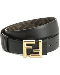 Fendi - Ceinture Ff Rounded En Cuir - Lyst