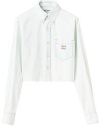 Miu Miu - Logo-Embroidered Denim Shirt - Lyst