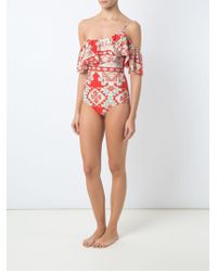 Adriana Degreas One Shoulder Printed Swimsuit - Geel
