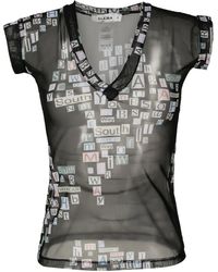 Amir Slama - Text-Print Sheer T-Shirt - Lyst