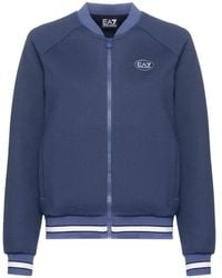 EA7 - Logo-Print Zip-Up Bomber Jacket - Lyst