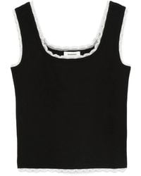 Sandro - Square-Neck Cotton Top - Lyst
