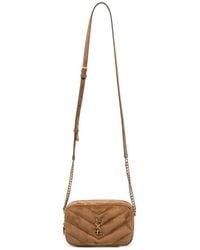 Saint Laurent - Quilted-Suede Crossbody Bag - Lyst