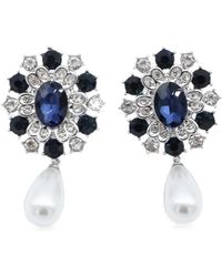 Self-Portrait - Boucles D'Oreilles Pendantes Serties De Cristaux Et Perles Artificielles - Lyst