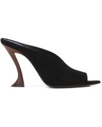 Lanvin - Mules Midnight Step En Daim - Lyst