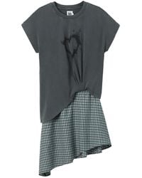 B+ AB - Check-Pattern Asymmetric Dress - Lyst