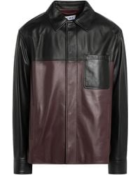 Loewe - Burgundy Leather Overshirt - Lyst