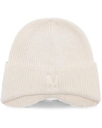 MSGM - Ribbed-Knit Embroidered Beanie Hat - Lyst