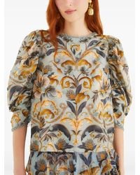 FARM Rio - Puff-Sleeve Floral Blouse - Lyst