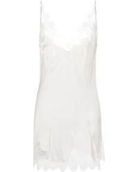 Carine Gilson - Lace-trim Silk Slip Dress - Lyst