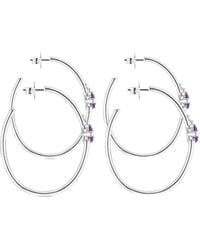 Tous - Amethyst-Embellished Hoop Earrings - Lyst