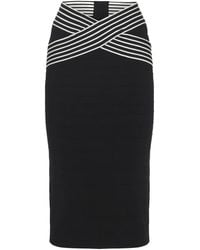 Elisabetta Franchi - Knit Fabric Skirt With Striped Bands - Lyst