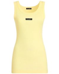Dolce & Gabbana - Ribbed Jersey Tank Top With Logo - Lyst