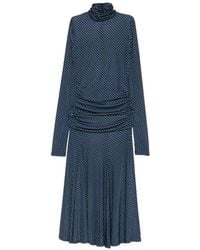 Franchise - Ava Polka-Dot Ruched Midi Dress - Lyst