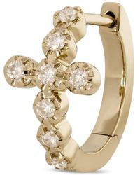 Jacquie Aiche - 14Ct Cross Diamond Hoop Earring - Lyst