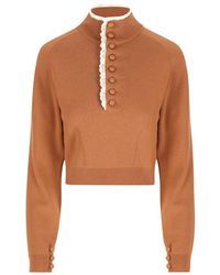 Chloé - High-Neck Sweater With Button Closure - Lyst