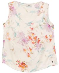 Herno - Top Met Bloemenprint En V-Hals - Lyst