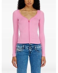 DIESEL - Zip-Up Ribbed-Knit Cardigan - Lyst