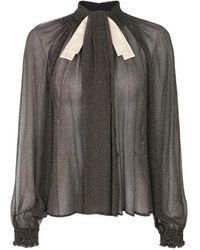 Elisabetta Franchi - Crepon Blouse With Micro-Polka Dot Print - Lyst