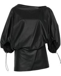 Alexander Wang - Zip-Neckline Balloon-Sleeve Mini Dress - Lyst