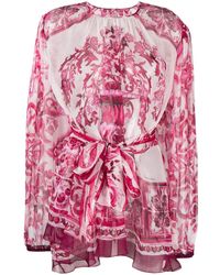 Dolce & Gabbana - Majolica-print Silk Blouse - Lyst