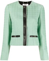 Ferragamo - Leather-trim Tweed Jacket - Lyst