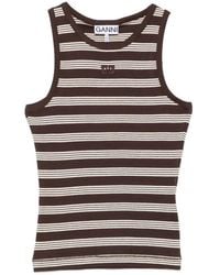 Ganni - Striped Ribbed-Knit Tank Top - Lyst