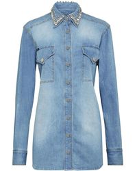 Philipp Plein - Crystal-Embellished Denim Shirt - Lyst