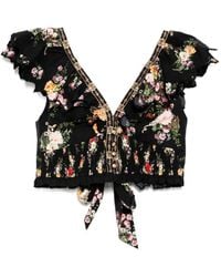 CAMILLA - Embellished Floral-Print Organic Cotton Top - Lyst