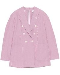 Manuel Ritz - Striped Double-Breasted Jacket - Lyst