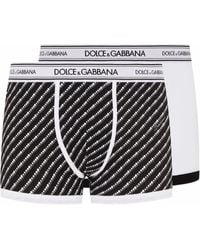 Dolce & Gabbana - Two-pack Plain And Printed Stretch Cotton Boxers - Lyst
