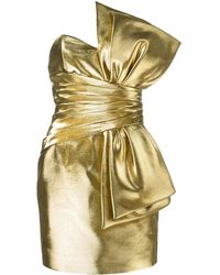Saint Laurent Bow Mini Dress - Metallic